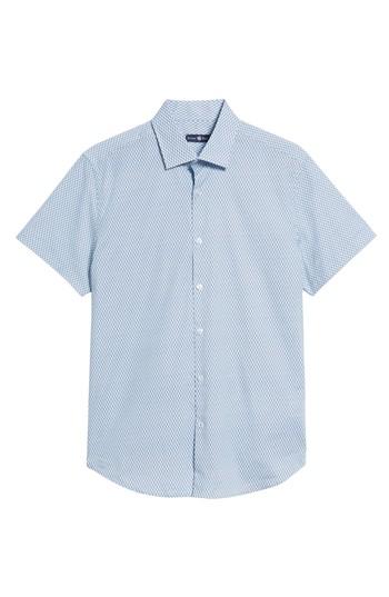 Men's Stone Rose Slim Fit Tennis Racquet Print Sport Shirt, Size - Blue