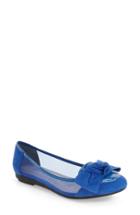 Women's J. Renee 'bacton' Mesh Inset Bow Flat .5 B - Blue