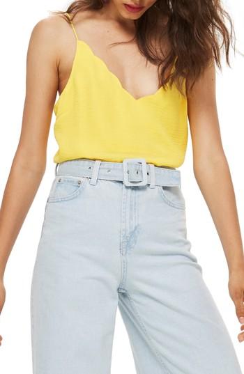 Women's Topshop Scallop Camisole Us (fits Like 0) - Yellow