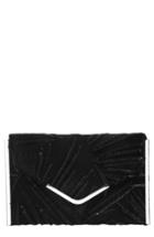 Nina Embroidery Envelope Clutch Bag - Black