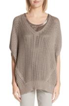Women's Lafayette 148 New York Mixed Stitch Cotton & Silk Sweater - Grey