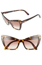 Women's Tom Ford Valesca 55mm Cat Eye Sunglasses - Dark Havana/ Gradient Brown