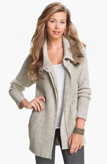 Rubbish Faux Fur Collar Cardigan  Juniors 