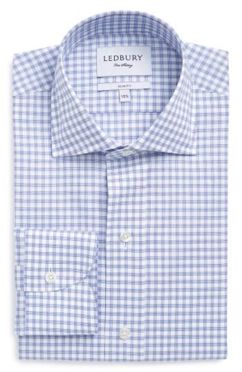 Men's Ledbury Slim Fit Plaid Dress Shirt - - Blue