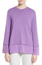 Women's St. John Collection Layered Hem Wool Sweater - Purple
