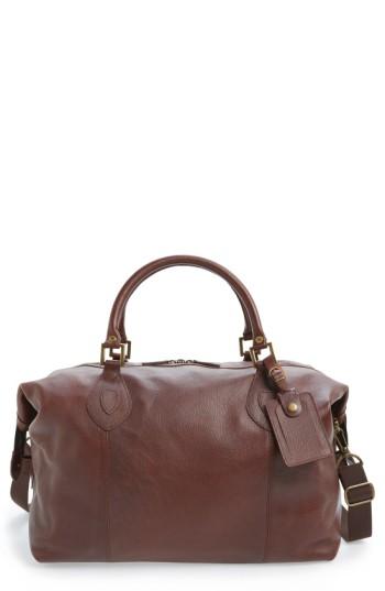 Men's Barbour Leather Travel Bag - Brown