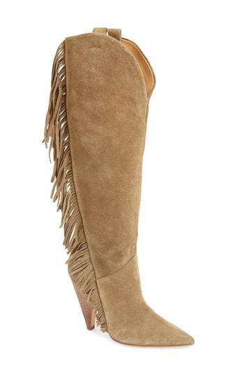 Women's Sigerson Morrison Janey Fringed Knee High Boot Eu - Brown