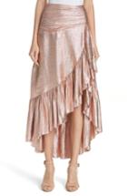 Women's Ulla Johnson Axelle Metallic Silk Blend Skirt - Pink