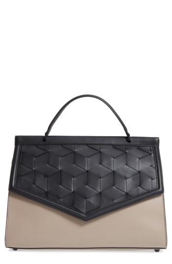 Welden Wayfare Colorblocked Leather Top Handle Satchel - Black