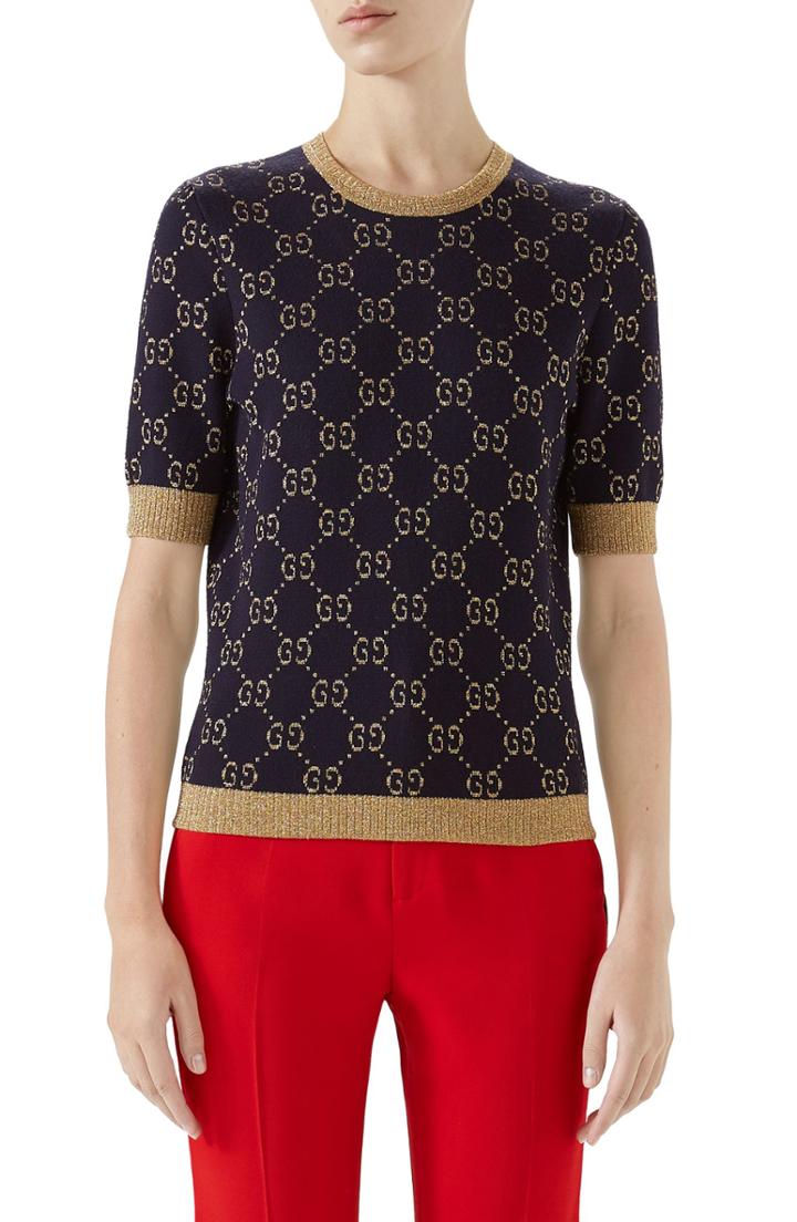 Women's Gucci Metallic Gg Cardigan
