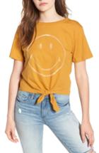 Women's Day By Daydreamer Smiley Tie Hem Boxy Tee - Yellow