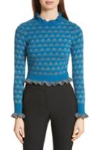 Women's Red Valentino Floral Jacquard Carded Wool Blend Sweater - Blue