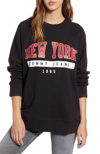 Women's Tommy Jeans Oversize New York Sweatshirt, Size - Black