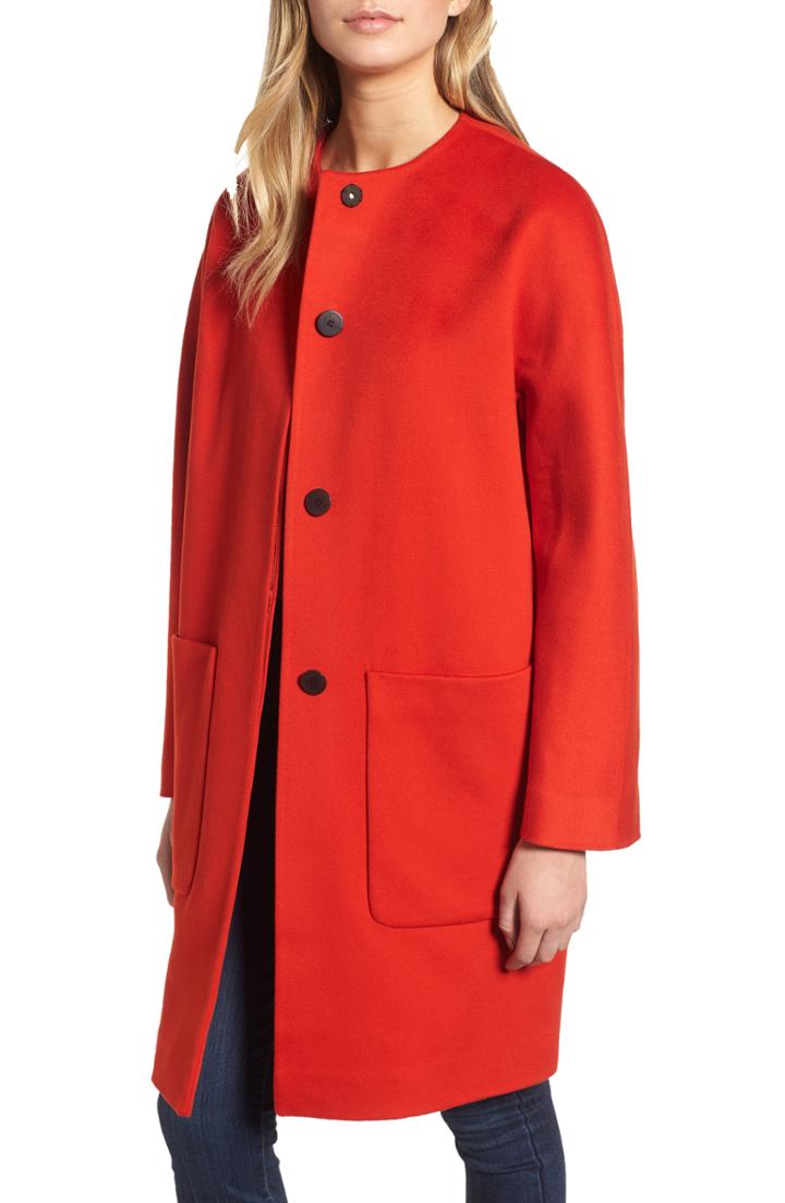 Women's Fleurette Collarless Loro Piana Wool Coat