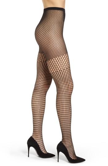 Women's Pretty Polly Square Net Tights, Size - Black