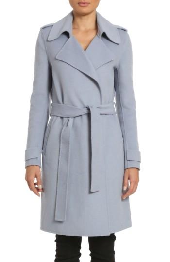 Women's Badgley Mischka Alexis Double Face Wool Blend Long Wrap Coat