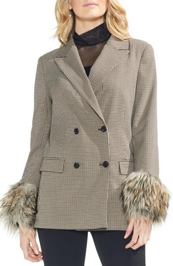 Women's Vince Camuto Faux Fur Cuff Blazer - Black