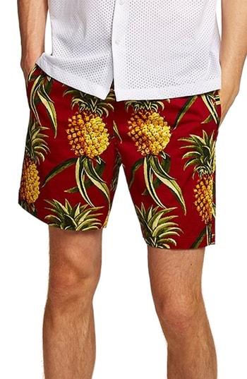 Men's Topman Slim Fit Pineapple Print Shorts