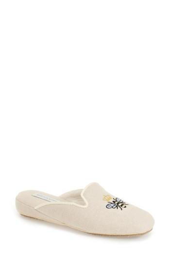 Women's Patricia Green 'queen Bee' Embroidered Slipper M - Beige