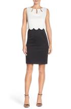 Women's Ellen Tracy Pique Scalloped Overlay Dress With Cutouts
