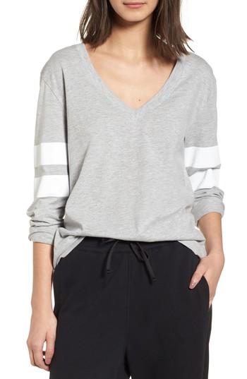 Women's Treasure & Bond Varsity Stripe Tee - Grey