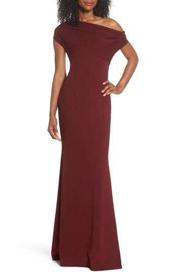 Women's Katie May One-shoulder Crepe Trumpet Gown