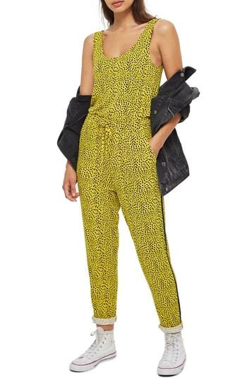 Women's Topshop Animal Dot Jumpsuit Us (fits Like 0) - Yellow