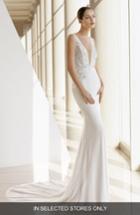 Women's Rosa Clara Kamille Plunging V-neck Beaded Trumpet Gown, Size In Store Only - Ivory