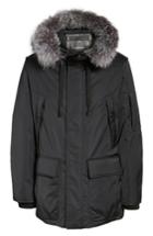 Men's Andrew Marc Shell Jacket With Genuine Fox Fur Trim, Size - Black