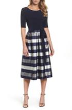 Women's Alex Evenings Stripe Fit & Flare Dress - Blue