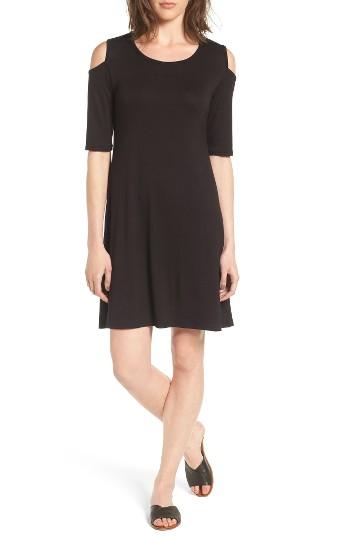 Women's Loveappella Cold Shoulder Fit & Flare Dress - Black