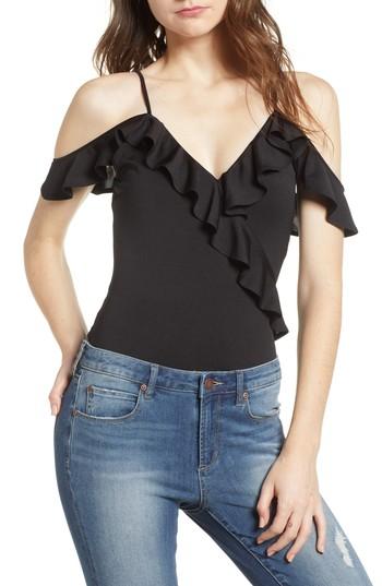 Women's Leith Ruffle Trim Bodysuit - Black