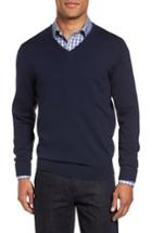 Men's Nordstrom Men's Shop V-neck Merino Wool Sweater - Blue