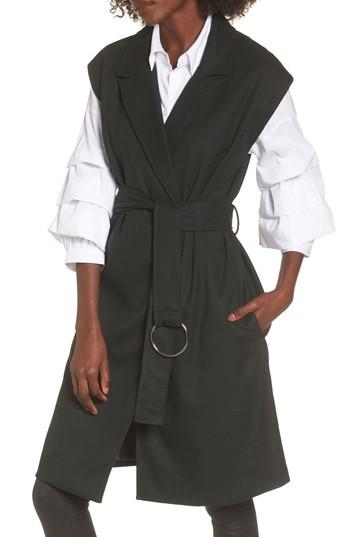 Women's J.o.a. Belted Longline Vest - Green