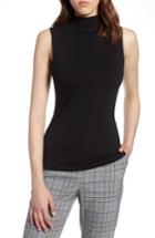 Women's Halogen Jersey Funnel Neck Top, Size - Black