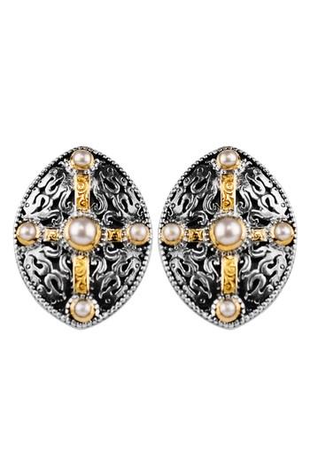 Women's Konstantino Pearl Classics Shield Earrings