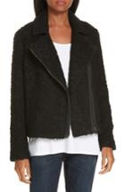 Women's Eileen Fisher Alpaca Wool Blend Boucle Moto Jacket, Size - Black