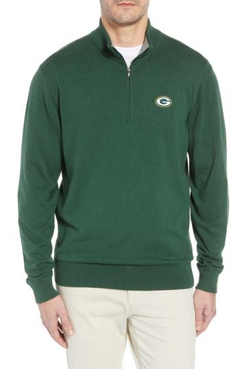 Men's Cutter & Buck Green Bay Packers - Lakemont Regular Fit Quarter Zip Sweater - Green