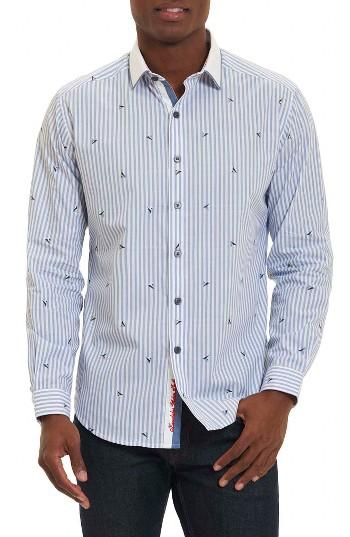Men's Robert Graham Del Ray Oaks Stripe Sport Shirt - Blue