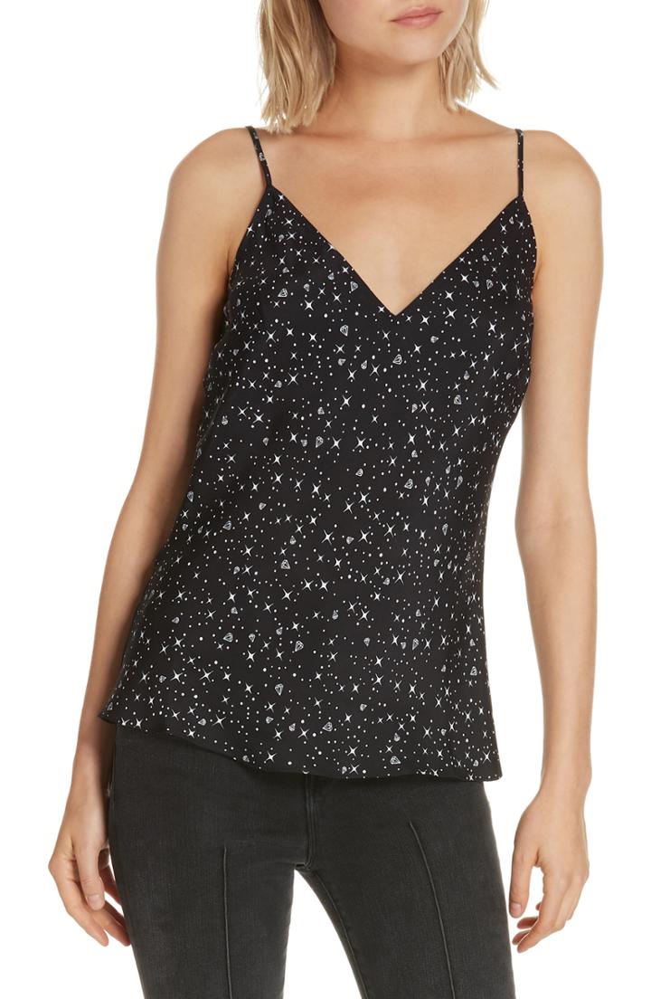 Women's Frame Dancing Diamonds Silk Camisole - Black