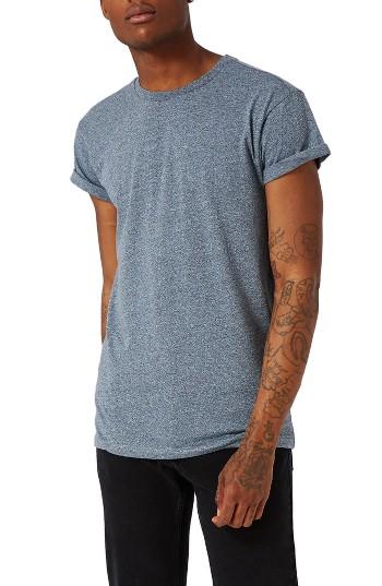 Men's Topman Roller Sleeve T-shirt - Blue