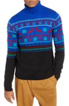Men's Topman Reindeer Fair Isle Turtleneck Sweater