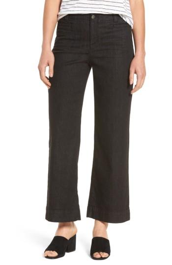 Women's Eileen Fisher Wide Leg Denim Trousers - Black