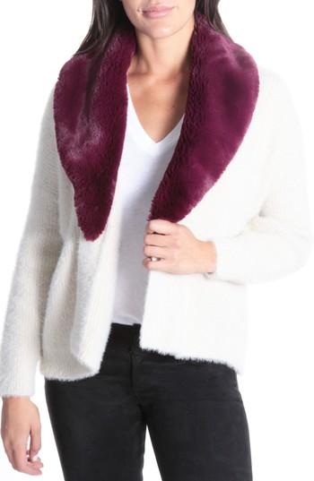 Women's Kut From The Kloth Fredrica Faux Fur Collar Knit Sweater - Ivory