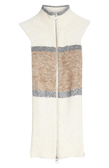 Women's Veronica Beard Mackay Metallic Stripe Dickey, Size - Ivory
