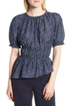Women's Nordstrom Signature Ruched Waist Floral Top - Blue