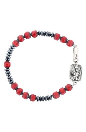 Men's King Baby American Voices Hematite Glass Bead Bracelet