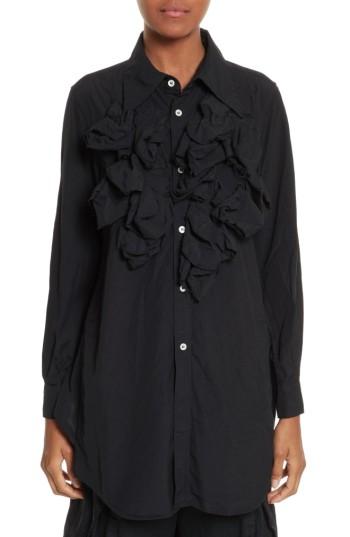 Women's Comme Des Garcons Ruffle Shirt - Black