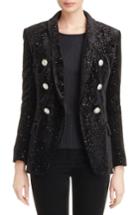 Women's Balmain Milky Way Velour Blazer Us / 38 Fr - Black