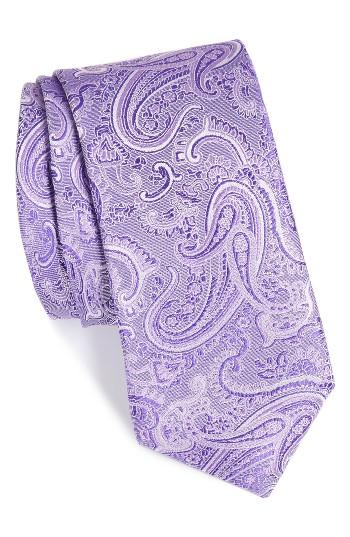 Men's Calibrate Floating Paisley Silk Tie, Size - Purple